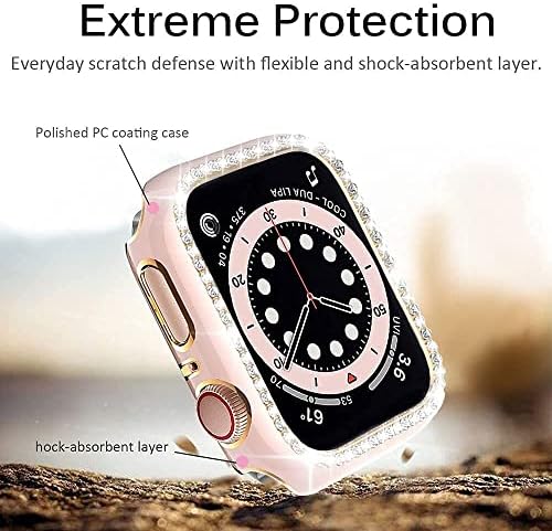 מארז קריסטל של Ankang Diamond עבור Apple Watch 7 6 SE 40 ממ 44 ממ 41 ממ 45 ממ IWatch Series 5 3 38 ממ 42 ממ מכסה מגן לנשים Accessorie