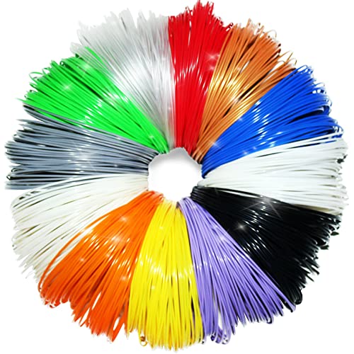 מילוי חוט עט תלת מימד - אריזת מילוי מדפסת ABS 1.75 ממ - 240 רגל ליניארית באורך 20 רגל לכל צבע - 80 סטנסיל ספר אלקטרוני ובונוס זוהר בצבע הכהה הכלול על ידי אספקת אמן תלת מימד