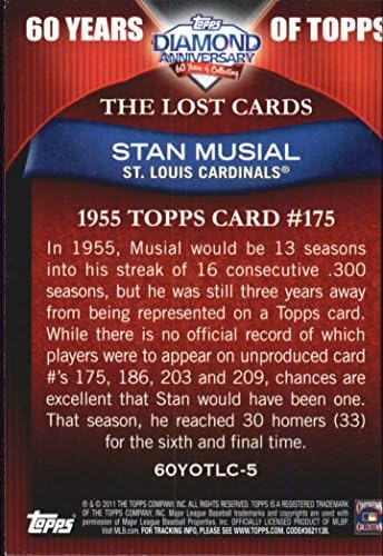 2011 Topps 60 שנה של טופפים הקלפים האבודים 60yotlc-5 סטן מוזיאלי סנט לואיס קרדינלס כרטיס בייסבול NM-MT
