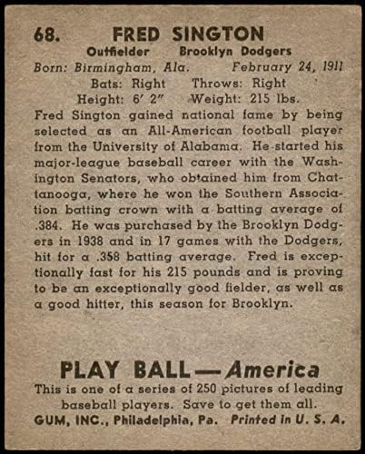1939 משחק כדור 68 פרד סינגטון ברוקלין דודג'רס VG/Ex Dodgers