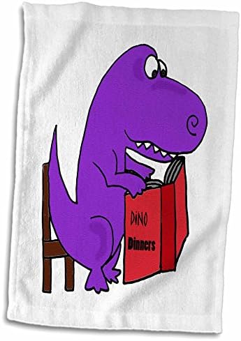 3drose כיף סגול T -Rex דינוזאור מתכון לקריאת ספר בישול - מגבות