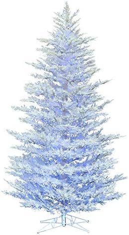 Vickerman 5.5 'x 47 עץ חג המולד מלאכותי של אורן ארז נוהר, LED LED טהור לבן וכחול זווית רחבה 3 ממ אורות נצנוץ - עץ פו מכוסה שלג - עיצוב בית מקורה עונתי