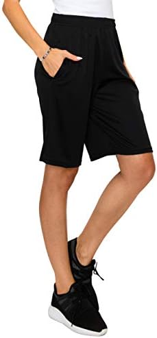 אטלוט - מכנסיים קצרים באורך הברך של הנשים עם כיסים צדדיים וריכוז - נהדר לאימון, חדר כושר, אתלטי, ריצה ויוגה