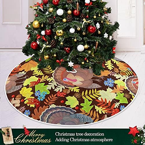הודו הודו חג ההודיה סתיו עלים חצאית עץ חג המולד 36 אינץ '/48 אינץ' תפאורה ביתית לחצאית עץ חג המולד מחצלת קישוטים לחג המולד מתנות קישוטים