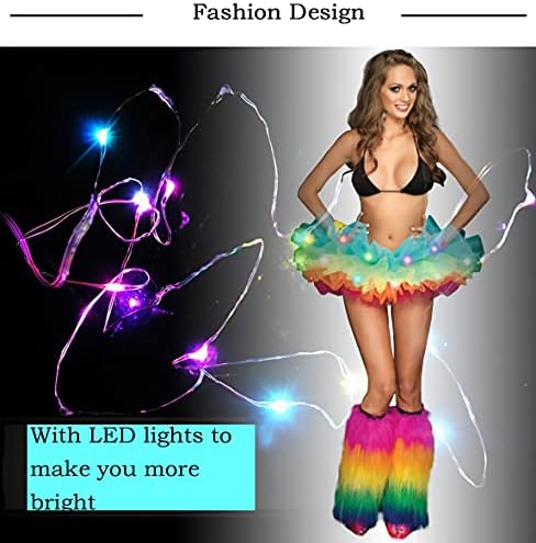 חצאית טוטו למבוגרים, חצאית טול טוטו לנשים עם ניאון LED 5 שכבות חצאיות בלט טול לריקוד המסיבות