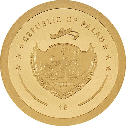 2023 דה זהב קטן פאוורקוין כדורסל צורות מיוחדות מטבע זהב 1 $ PALAU גימור עתיק