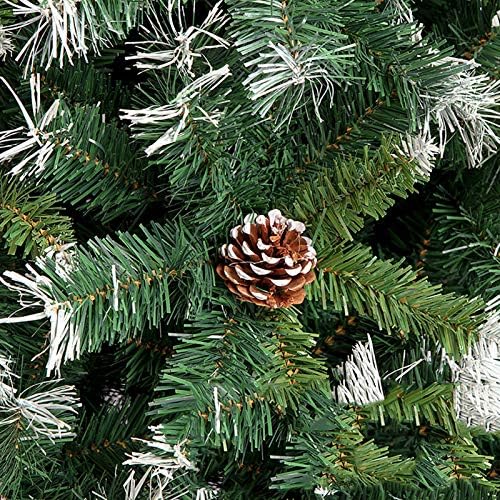 Dulplay 9.8ft Premium Spruce Artificial Artificial עץ חג המולד, עם PineCone ו- Snow ידידותיות לסביבה עצים מעוטרים עצים עם מתכת לעמוד לחג מקורה