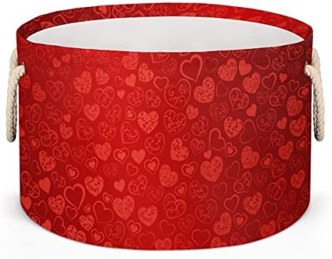 יום האהבה האדום אוהב לב סלים עגולים גדולים לאחסון סלי כביסה עם ידיות סל אחסון שמיכה למדפי אמבטיה פחים לארגון משתלת הילדה הילדה