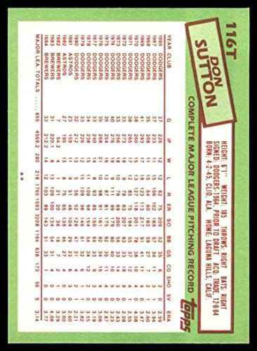 1985 Topps 116 T Don Sutton Oakland Athletics NM/MT Athletics