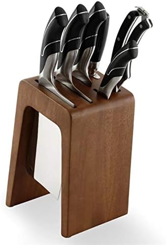 גומי עץ סכין מחזיק מטבח שף סכין בלוק רב-פונקציה ארגונית 6 חריצים ארגונית אחסון סטנד אבזרים