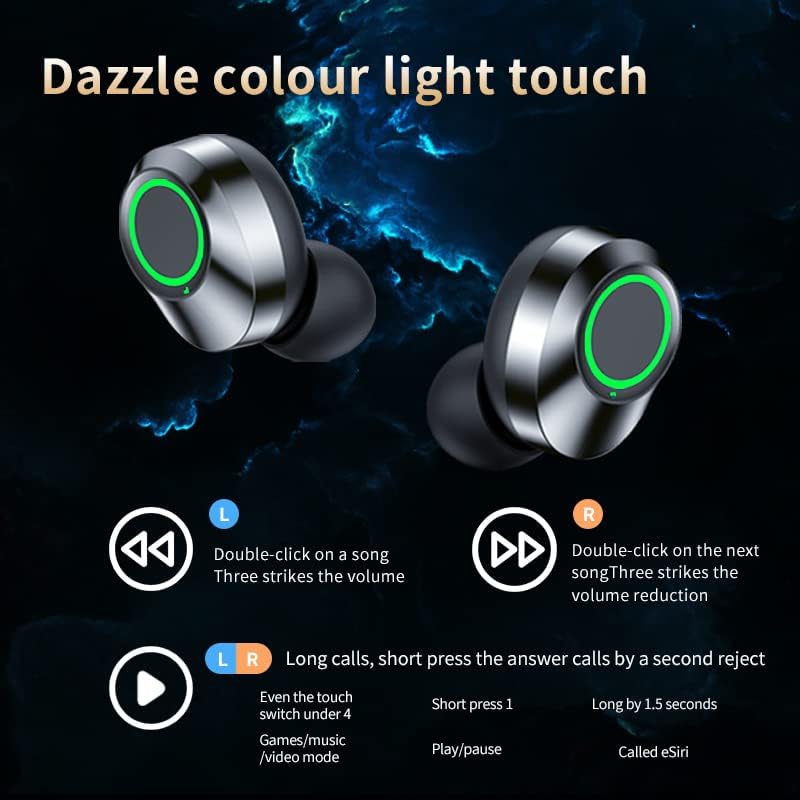 Volt Plus Tech Wireless V5.3 LED Pro אוזניות אוזניים התואמות ל- JABRA Eclipse שלך ​​IPX3 Bluetooth מים ומי זיעה/הפחתת רעש & Quad Mic