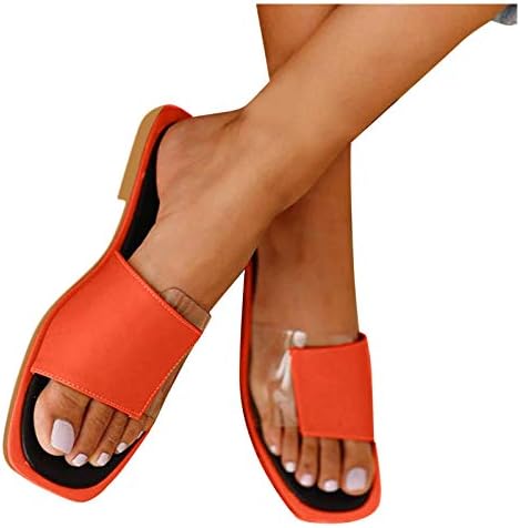 IQKA נשים נעלי בית קיץ שקופות חגורה שקופה נעליים שטוחות נעליים בוהן פתוחות להחליק על שקופיות סנדלים דירות נוחות מזדמנים