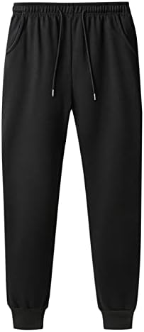 מכנסיים חמים לגברים של Znne מזדמנים מוצקים באורך מלא מכנסי מכנסי אימונית חורפית לכיסי סעיף רצים מכנסי טרנינג