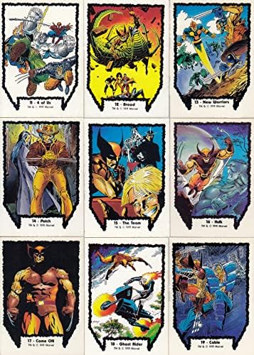 Wolverine מ- Th Til Now Series 1 1991 תמונות Comic Stail Set Set of 45 + 1 כרטיס כותרת
