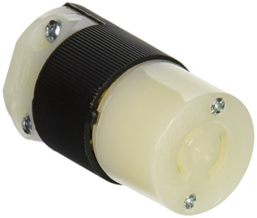 Hubbell HBL7101C מחבר נעילה, 20 אמפר, 250V, L2-20R, שחור/לבן