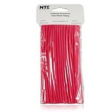 NTE Electronics 47-20706-R צינורות כיווץ חום, קיר דק, יחס כווץ 2: 1, קוטר 3/8 , אורך 6, אדום