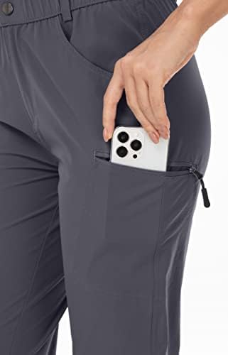 מכנסי הליכה לנשים קפרי מטען חיצוני קל משקל עבור ספורטיק מזדמן עם UPF 50 כיסי רוכס יבש מהירים