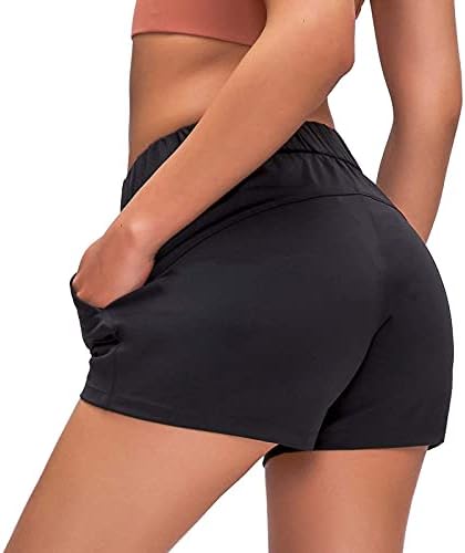 מכנסיים קצרים לורואה לנשים מכנסיים קצרים של ספורט ספורט מותניים אלסטיים מכנסי אימון נוחים עם כיסים מכנסי קיץ קצרים
