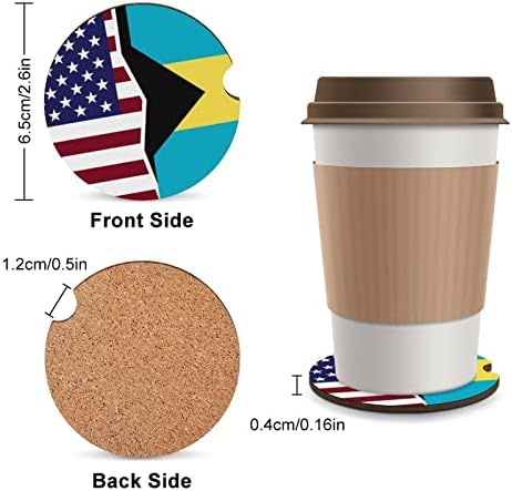 דגל אמריקה ובאמה דגל רכב עגול רכב מחזיקי כוס חמודים בגודל 2.56 אינץ 'לספיגת שתייה