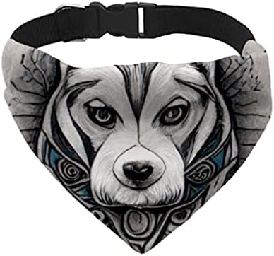 קעקוע הדפס חיות מחמד צווארון בנדנה - צווארון הצעיף לאמנות חיה - כלב האסקי כלב סיבירי בנדנה - XL