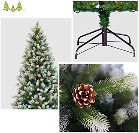 Dulplay 9.8ft קישוט עץ חג המולד מלאכותי, עם קישוטי PineCone ו- Berries Link Lint Hinged חג המולד, עמדת מתכת לחנויות משרדים ביתי