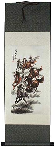 זורילו משי גל גלילה ציור ציורים מזרחיים ציורים סיניים מגילה קיר תלייה יצירות אמנות - סוסים