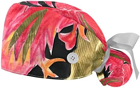 Niaocpwy 2pack כובע עבודה של נשים עם כפתורים סרט קשירה לאחור של Boho Sty