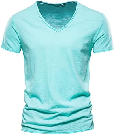 חולצות T's Slub Slub כותנה פופולריות כותנה V-צווארון שרוול קצר חולצות שרוול קצר
