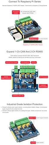 RS485 מבודד יכול לכובע לסדרות PI של Raspberry Pi, תקשורת SPI, 2-CH RS485 ו- 1-CH CAN, ממיר SPI ל- CAN/RS485