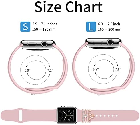 Shesyuki Watch Band Charms תואם ל- Apple Watch 38 ממ 40 ממ 41 ממ 42 ממ 44 ממ 45 ממ 49 ממ, רצועת סיליקון רכה ורודה וורו