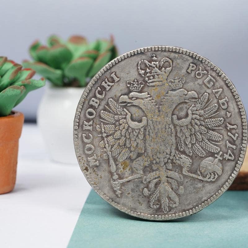 1714 פיטר הרוסי הגדול הנשר הגדול הכפול הכסף כסף עגול עגול מטבע כסף זר מטבע עתיק אוסף אוקיינוס ​​נשר
