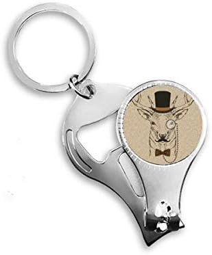 סגנון בריטי סטייל צבי כובע צבי פרפר קושרי חיה ציפורניים חיה טבעת טבעת מפתח בקבוקי שרשרת פותחן