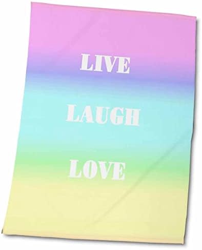 3drose Live Luce Love על קשת פסטלים מגבת, 15 x 22, לבן