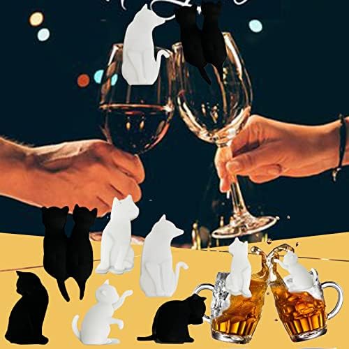 לשתות קיטי חתול סמני בעלי החיים יין קסמי סיליקון 6 יחידות זכוכית חתול סמני מטבח ו אוכל בר יין מדפי עבור ארונות