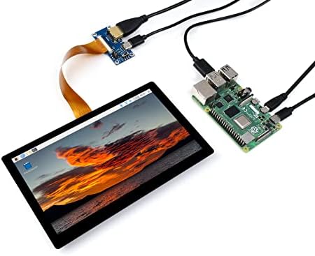 WAVESHARE 1024 × 600 רזולוציה 7 אינץ 'IPS תצוגת מסך מגע דק ואור משולב עבור Raspberry Pi, Jetson Nano, Windows PC, תומך במערכת Windows/Linux/Android, זווית צפייה רחבה של 170 מעלות