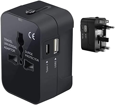 Travel USB פלוס מתאם כוח בינלאומי תואם ל- MicroMax Q417 עבור כוח עולמי עבור 3 מכשירים USB Typec, USB-A לנסוע בין ארהב/איחוד האירופי/AUS/NZ/UK/CN