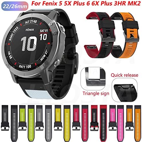 SKXMOD 26 22 ממ ספורט סיליקון Watchbandstrap עבור Garmin Fenix ​​6x 6S Pro 5x 5 Plus 3 3HR D2 MK2 קל להתאמה מהירה שחרור מהיר wirstband