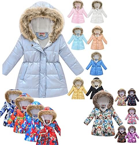 הילדה הקטנה ז'קט ברדס חורף בנות בנות צווארון פרווה חמה מעיל שלג אטום לרוח חליפת בגדי 2-11 שנים