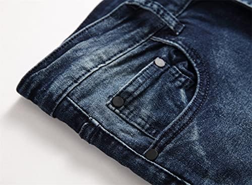 גברים של קרע במצוקה נהרס ג 'ינס למתוח בציר היפ הופ ז' אן עם חורים ישר רגל רזה מתאים ג ' ינס מכנסיים