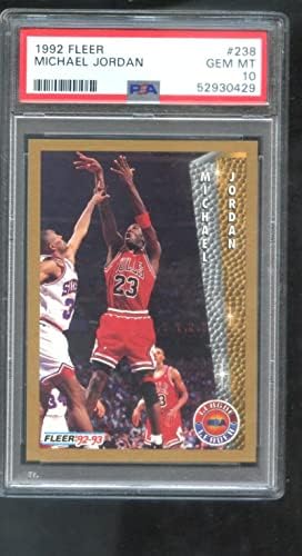 1992-93 FLEER 238 מייקל ג'ורדן PSA 10 מדורג קלפים מנהיג ליגה NBA - כרטיסי כדורסל לא חתומים