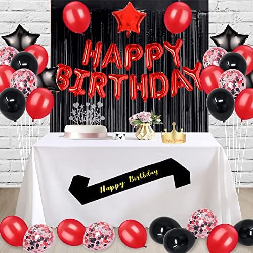 Fancypartyshop 18 קישוטי מסיבת יום הולדת 18 מספקים בלונים אדומים שחורים מאוחרים יותר