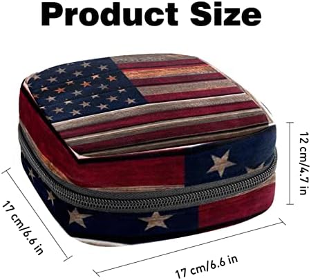 מפית סניטרית אחסון תיק, תקופת תיק, כרית סניטרית פאוץ, קטן איפור תיק, אמריקאי דגל רטרו פסים דפוס