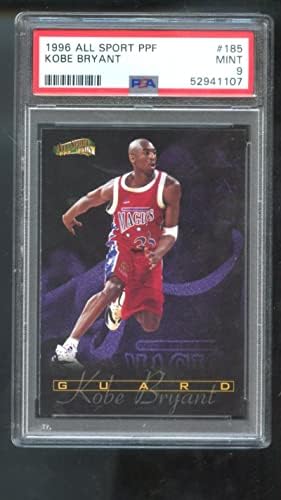 1996-97 All Sport PPF 185 Kobe Bryant Rookie RC PSA 9 כרטיס כדורסל מדורגת NBA 96-97 1996-1997 לוח ציונים לוס אנג'לס לייקרס פלוס מנטה