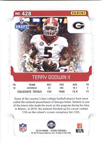 ציון 2019 כדורגל 428 טרי גודווין השני בולדוגים ג'ורג'יה טירון RC כרטיס מסחר רשמי NFL שנעשה על ידי פאניני