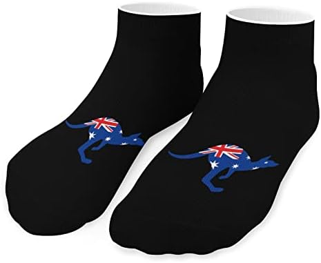 אוסטרליה דגל קנגורו מצחיק גרבי קרסול גרביים אתלטים ללא מופע מרופדים לגברים נשים